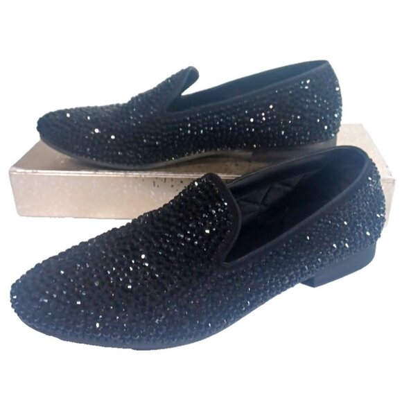 Steve Madden Men's Caviarr Black Swarovski Crystal Slip-On Dress Loafers 10 - Picture 3 of 11